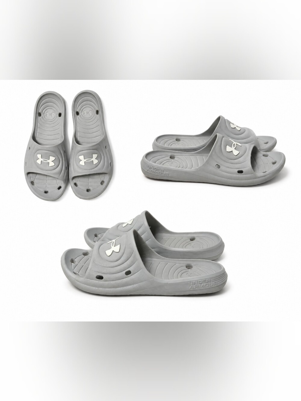 Under Armour Men Light Gray Slide Sandals with Logo Size  M10